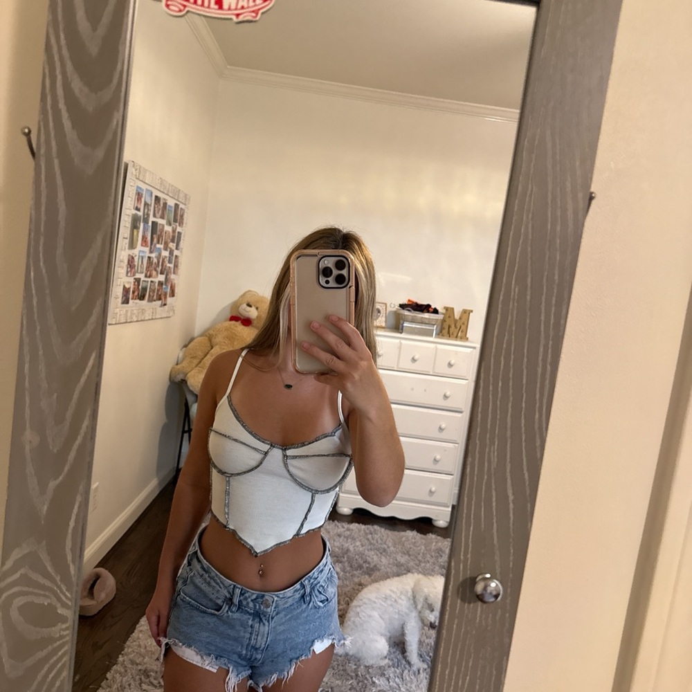 SHEIN White Camisole with Black Trim